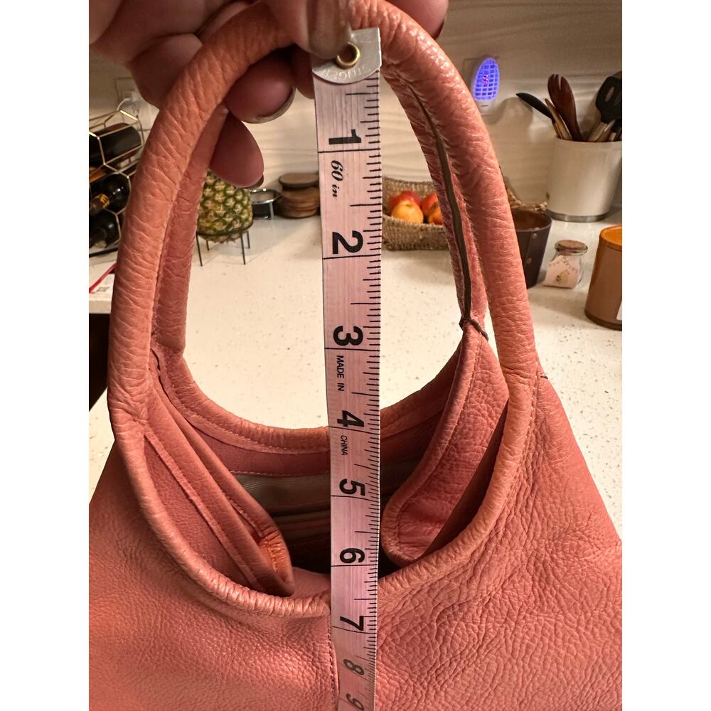 Talbots Genuine Leather Hobo Shoulder Bag Small Coral Pink Boho - Picture 4 of 11
